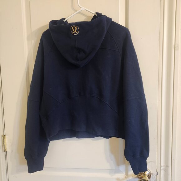 NWOT Lululemon Women Navy Oversized Scuba M/L Half Zipper Gold logo - Picture 10 of 10